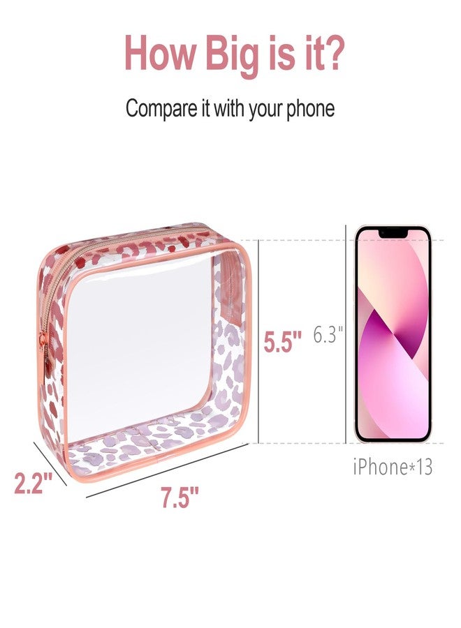 F-color TSA Approved Toiletry Bag 3 Medium - Clear Toiletry Bag Clear Makeup for Women, Quart Size Travel Bag, Carry on Airport Airline Compliant Bag, Leopard Print(for age 12 or above) - Image 3